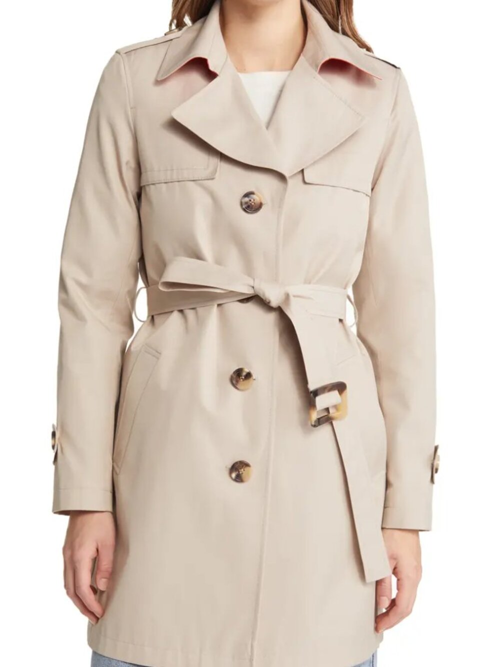 Sam Edelman Water Repellant Beige Tan Trench Coat Size Large NWOT
